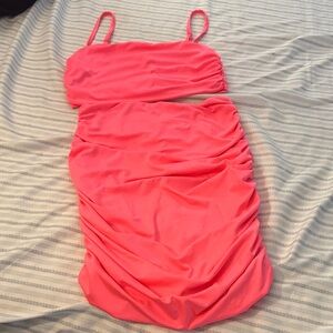 Vibrant Pink Ruched Two-Piece Set